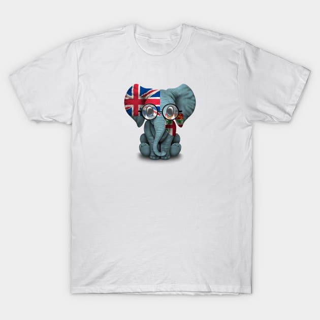 Baby Elephant with Glasses and Fiji Flag T-Shirt by jeffbartels